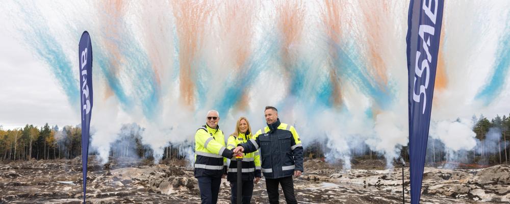 Per Elfgren, Head of SSAB Special Steels, Karin Palmqvist, Site and production manager in Oxelösund and Johnny Sjöström, President & CEO of SSAB. Photo: SSAB
