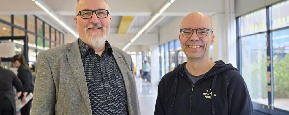 Professors Jukka Kömi (left) and Timo Fabritius at the University of Oulu are working with SSAB to develop new steel grades and manufacturing processes aimed at reducing carbon dioxide emissions from steel production. Photo: University of Oulu.