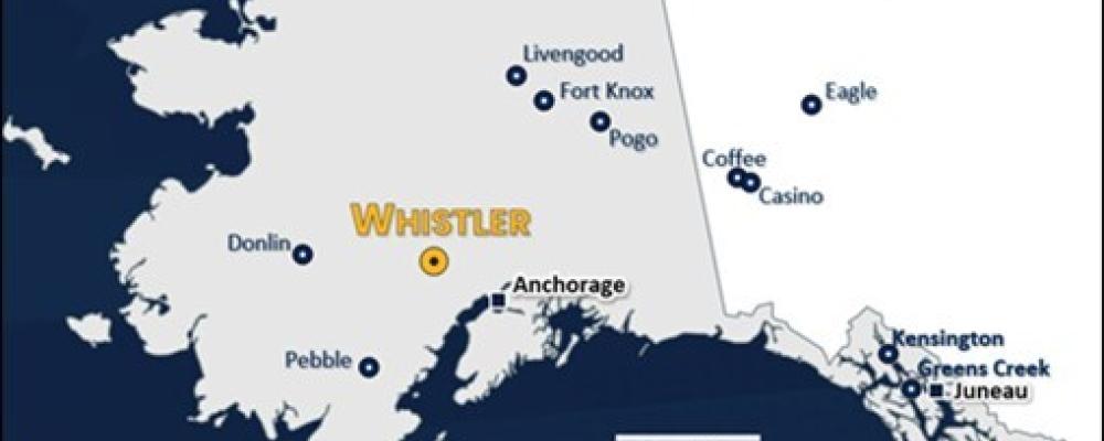 Location map of the Whistler Gold-Copper Project, the closest large undeveloped gold-copper mineral deposit to Anchorage, which is Alaska’s largest city. Photo: CNW Group/U.S. GoldMining Inc.