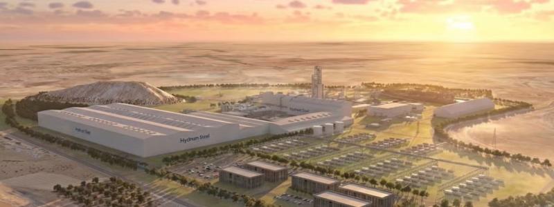 Rendering of Hydnum Steel’s planned hydrogen-based steel production facility in Puertollano, central Spain. Image: Hydnum Steel.
