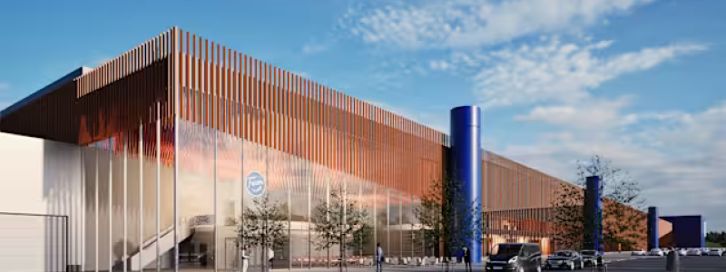 Nordec's scope includes the roof trusses, beams and bracing, as well as approximately 32,000 square metres of load-bearing sheets and 2,000 square metres of steel decking. Photo: Photographer