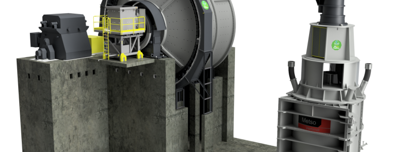 Metso Premier primary AG mill and a Vertimill VTM-4500 secondary grinding mill. Photo: Metso