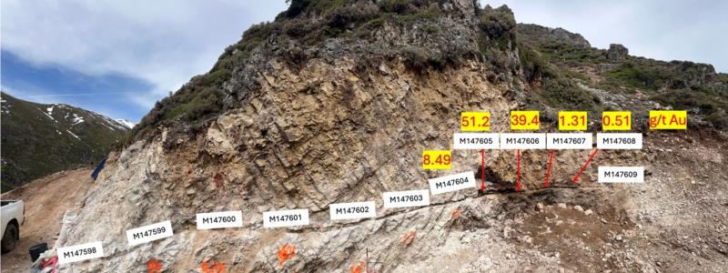 New twin saw-cut channel location and results at Providencia. Photo: CNW Group/Pan Global Resources Inc