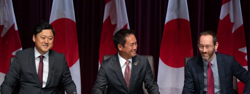 September 21, 2023 MOU signing ceremony in Ottawa, Canada, featuring (left to right), Yoji Sasaki, General Manager, Vancouver Office, JOGMEC, Hiroaki Koda, President and CEO, PPES, and Martin Turenne, President and CEO, FPX Nickel. Photo: FPX Nickel