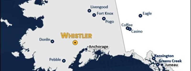 Location map of the Whistler Gold-Copper Project, the closest large undeveloped gold-copper mineral deposit to Anchorage, which is Alaska’s largest city. Photo: CNW Group/U.S. GoldMining Inc.
