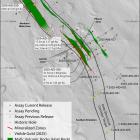 Plan map of the 2025 Aida drill program with mafic host units outlined within the Aida shear corridor. (CNW Group/First Nordic Metals Corp.)