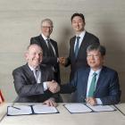 HD Hyundai recently signed a strategic agreement with TerraPower to expand the global manufacturing supply chain for Natrium reactors, supporting the rapid commercialization of the advanced nuclear technology. From the right Won Kwang-shik, Head of Marine Energy Business Division at HD Hyundai Heavy Industries; Chung Kisun, Executive Vice Chairman of HD Hyundai; Bill Gates, founder and chairman of TerraPower; and Chris Levesque, president and CEO of TerraPower. Photo: PRNewsfoto/HD Hyundai