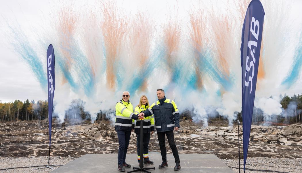 Per Elfgren, Head of SSAB Special Steels, Karin Palmqvist, Site and production manager in Oxelösund and Johnny Sjöström, President & CEO of SSAB. Photo: SSAB