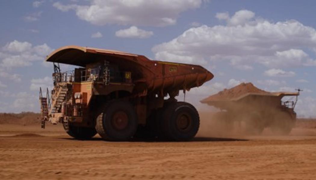 Autonomous trucks at Hancock Iron Ore’s Roy Hill mine. Photo: Epiroc