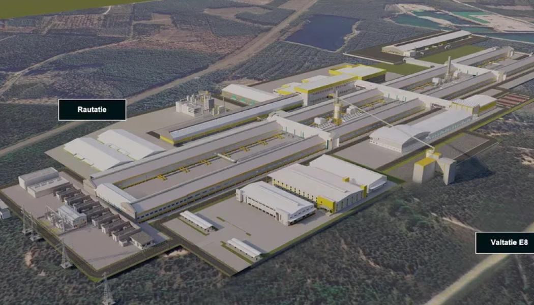 Factory plan. A low-carbon aluminium production facility is planned in Kokkola and Kruunupyy. The plant would be approximately 1.2 kilometres long. Image: Arctial