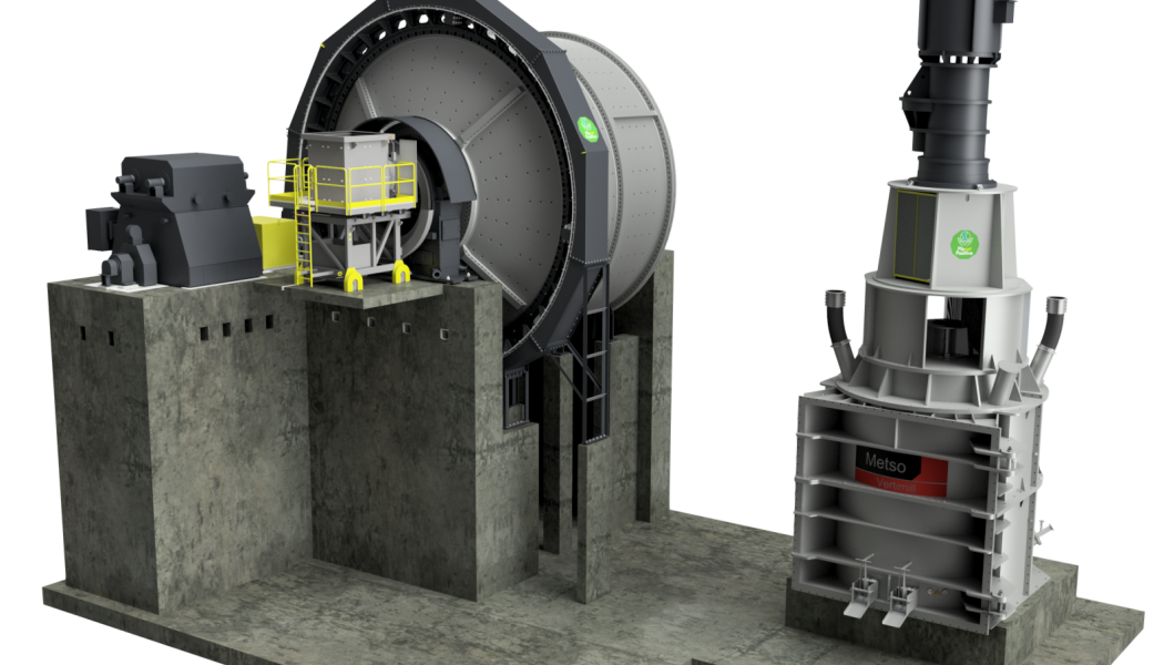 Metso Premier primary AG mill and a Vertimill VTM-4500 secondary grinding mill. Photo: Metso