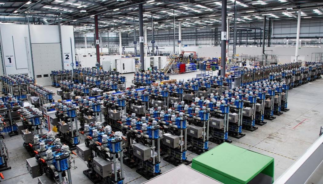 Interior of ITM Power’s factory in Bessemer, northern England. Photo: Trevor Smith/ITM Power. 