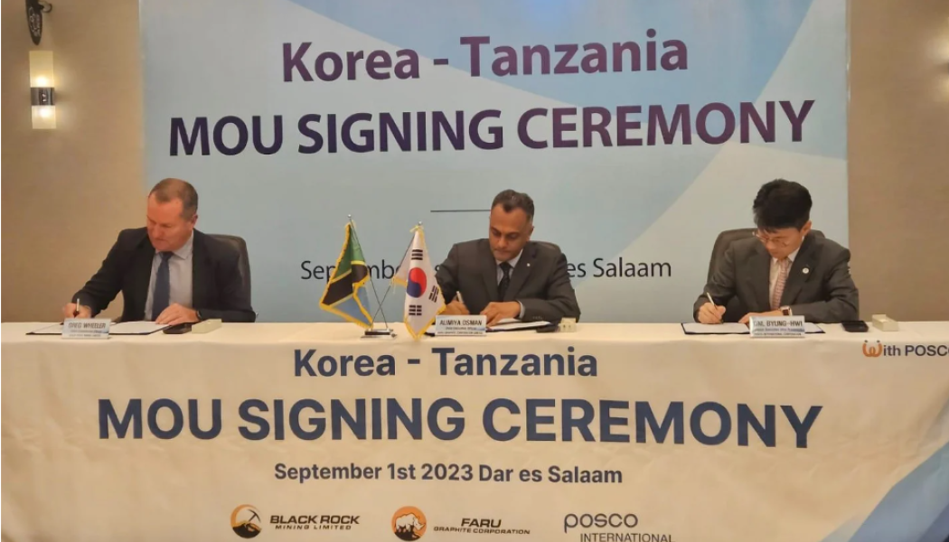 Officials from POSCO and Black Rock Mining, among others, during the agreement signing ceremony. Credit: Black Rock Mining Limited