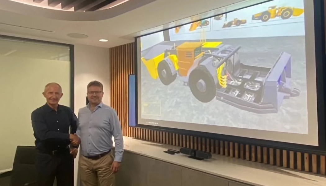 Steve Coughlan, Byrnecut Executive Chairman and Sami Niiranen, President of Epiroc’s Underground division at Byrnecut’s head office at Perth Airport. Photo: Epiroc
