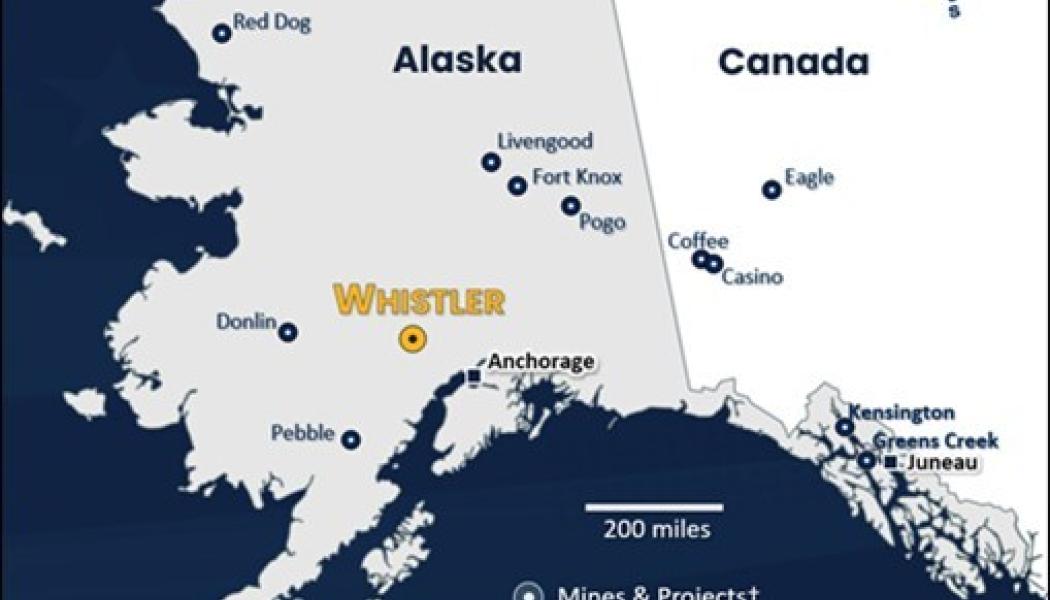 Location map of the Whistler Gold-Copper Project, the closest large undeveloped gold-copper mineral deposit to Anchorage, which is Alaska’s largest city. Photo: CNW Group/U.S. GoldMining Inc.