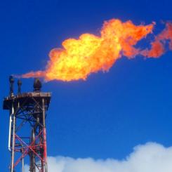Flaring gases from an oil platform in the North Sea. Photo: Varodrig