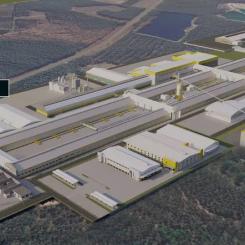 Factory plan. A low-carbon aluminium production facility is planned in Kokkola and Kruunupyy. The plant would be approximately 1.2 kilometres long. Image: Arctial