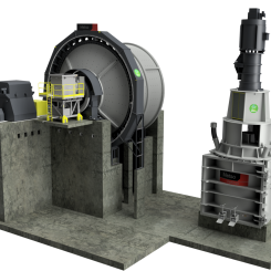 Metso Premier primary AG mill and a Vertimill VTM-4500 secondary grinding mill. Photo: Metso