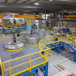 Rare earth processing facility using chemical separation tanks and industrial refining systems. Photo: Saskatchewan Research Council (SRC).