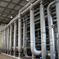 Hydrogen pipes. The two MC500 electrolysers, 2.5 MW each, will be used to produce hydrogen for a new steel mill in the US.