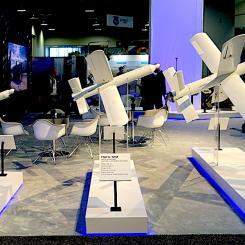 Double X-shaped loitering munition models (so-called kamikaze drones) HERO 30, HERO 120 and HERO 400EC were developed by UVision. Photo: Wikipedia Commons Lic. Credit: Millennium AC