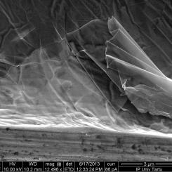 Graphene is currently one of the world’s most researched materials. In this experiment, a large scalpel is used to test adhesion and scratch resistance. Photo: Wikipedia Commons Licence, Credit: Maido Merisalu