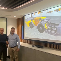 Steve Coughlan, Byrnecut Executive Chairman and Sami Niiranen, President of Epiroc’s Underground division at Byrnecut’s head office at Perth Airport. Photo: Epiroc