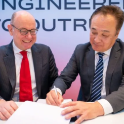 ABB and Sumitomo signed an MOU at bauma on the decarbonisation of mining equipment. Credit ABB.