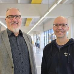 Professors Jukka Kömi (left) and Timo Fabritius at the University of Oulu are working with SSAB to develop new steel grades and manufacturing processes aimed at reducing carbon dioxide emissions from steel production. Photo: University of Oulu.