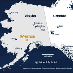 Location map of the Whistler Gold-Copper Project, the closest large undeveloped gold-copper mineral deposit to Anchorage, which is Alaska’s largest city. Photo: CNW Group/U.S. GoldMining Inc.